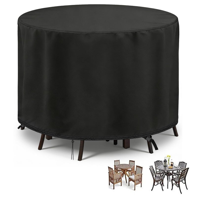 POMER Patio Furniture Set Cover, Round Bar Height Table and Chair Cover 90inch Waterproof Outdoor Tall High Table Cover for Round Furniture Set - 90" D x 43" H - Image 1
